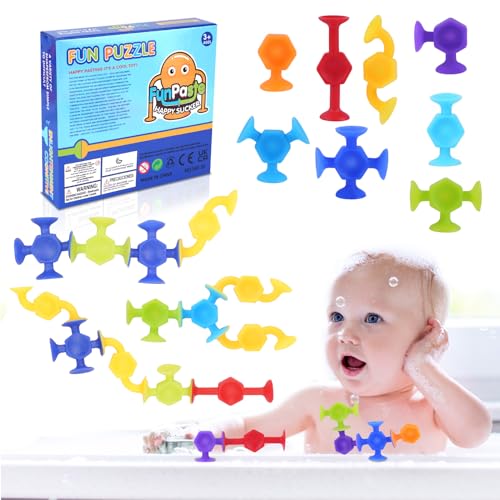 Vicloon Saugnapf Spielzeug, 48 Stück Badespielzeug Kinder Saugspielzeug Kinder Badewannenspielzeug Silikon Bausteine Spielzeug Montessori Spielzeug ab 3 Jahr, Sensorik Spielzeug für 4-8 Jahre von Vicloon