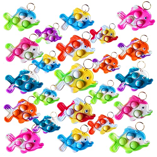 Victgame 30 Stück (Schüler der Schule Geschenke und Party Favors) Bulk Mini Pop Keychain Fisch Fidget für Schüler Geburtstag Partybegünstigungen von Victgame