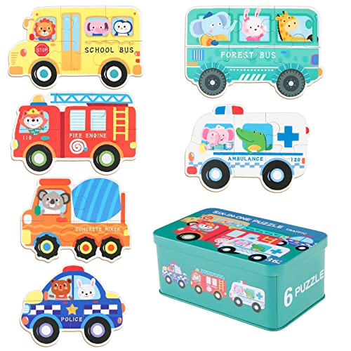 Kinderpuzzle, Victse 6 Stück Holzspielzeug Puzzle für Kinder, Holzpuzzle ab 2 3 4 5 Jahren, Montessori Spielzeug Jigsaw Set, Formpuzzles Frühes Lernen Lernspielzeug Geschenke von Victse