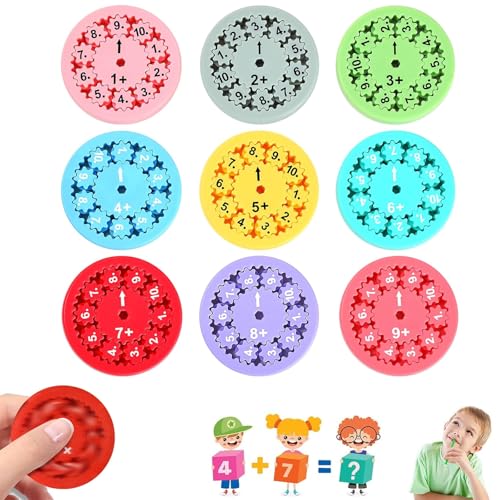 Viechoes Mathe Fidgets Spinners,9 Stücks Zahlen Fidget Spinner Spielzeug,Stressabbau Lernspielzeug Additions,Subtraktions, Lernspielzeug Fidgetspinner für Kinder im Alter von 5–10 Jahren von Viechoes