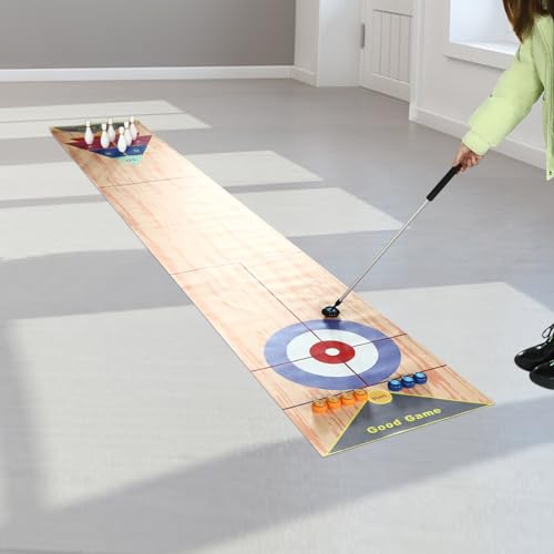 3 in 1 Tisch Curling Spiel, Tragbares Indoor Shuffleboard Bowling Shuffleboard Tischset Curling Table-Top Game für die ganze Familie von Vielrosse