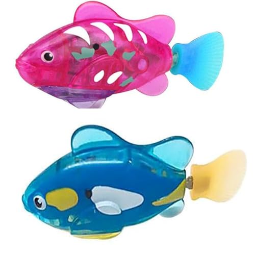 2 Stück Schwimmende Fische Spielzeug, Wiederverwendbare Robo Fische für Kinder, Fisch Schwimmende, Schwimmt in Mehrere Richtungen, Batteriebetrieben, Aus Kunststoff für Den Pool, Geschenk für Kinder von Vientiane