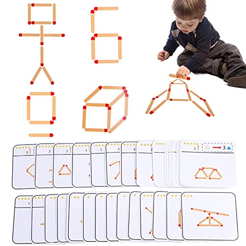 5 Pcs Hölzerne Streichholz-Puzzle-Spiele | Match Stick Kindergarten Lernspielzeug - Vorschulpuzzle Kinderpuzzle Lernspielzeug, 3+ Jahre altes Lernpuzzle-Spielzeug von Vigcebit