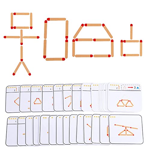 Streichholz-Rätsel,Hölzerne Match Stick Puzzles Kleinkind Lernpuzzle Spielzeug | Vorschul-Streichholz-Puzzles für Kleinkinder ab 3 Jahren, tolles Geburtstagsgeschenk für Kinder von Vigcebit