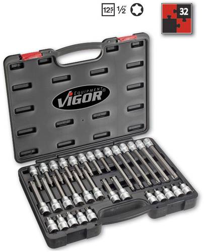 Vigor Steckschlüssel-Bit-Einsatz-Set 1/2  (12.5 mm) 32teilig V1917 von Vigor