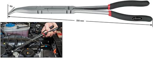 Vigor V2782 Werkstatt Flachrundzange 45° gebogen 335mm von Vigor