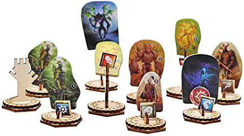 Viipha Monster Standes und Flying Stand Bases mit Gesundheitstracker und Status Token Slots 30 Stück Holz Upgrade Zubehör für Gloomhaven und Frosthaven von Viipha