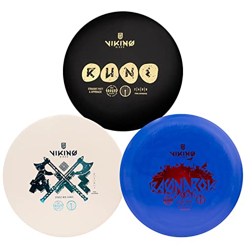 Viking Discs Starter Disc Golf Set - 3 Frisbee-Scheiben für Jede Entfernung, PDGA zugelassen - Funsport im Freien für Erwachsene und Kinder - Putter, Mid-Range, Driver von Viking Discs