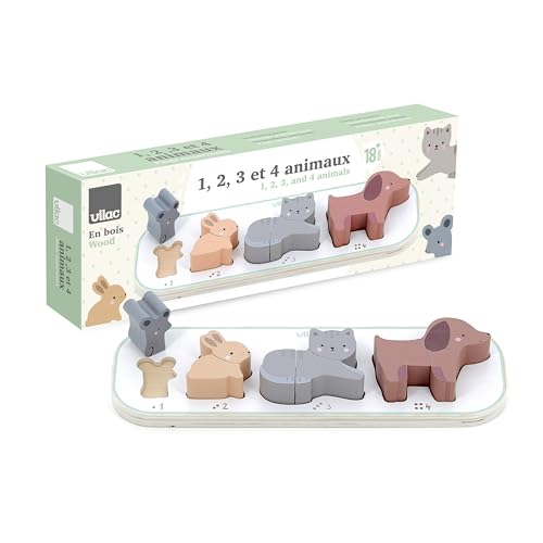 VILAC - 1, 2, 3 und 4 Tiere – Sarah Betz – Spielzeug für Kleinkinder – 1 Ständer aus Holz + 10 Teile aus Holz zum Einstecken – Lernspiele für Kinder aus Holz – Spielzeug für Kinder ab 18 Monaten VILAC - 1, 2, 3 und 4 Tiere – Sarah Betz – Spielzeug für Kleinkinder – 1 Ständer aus Holz + 10 Teile aus Holz zum Einstecken – Lernspiele für Kinder aus Holz – Spielzeug für Kinder ab 18 Monaten von Vilac