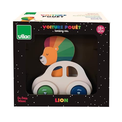 Vilac - Löwenauto mit Quietscher – Andy Westface – Spielzeug für Kleinkinder – 1 Auto aus Holz mit integrierter Hupe – Lernspiele für Kinder aus Holz – Spielzeug für Kinder ab 18 Monaten – 7426Y Vilac - Löwenauto mit Quietscher – Andy Westface – Spielzeug für Kleinkinder – 1 Auto aus Holz mit integrierter Hupe – Lernspiele für Kinder aus Holz – Spielzeug für Kinder ab 18 Monaten – 7426Y von Vilac