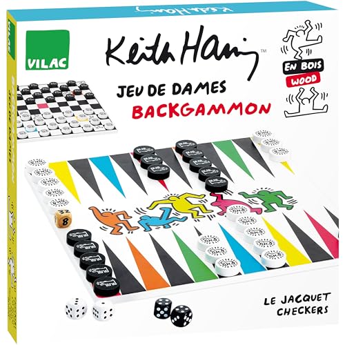 Vilac - Damespiel/Backgammon Keith Haring, 9228, Mehrfarbig von Vilac