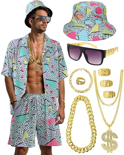 80er 90er Jahre Outfit für Herren, Hip-Hop-Kostüm, Knopfleiste, Bluse, Tops, Disco, Retro, Motto-Party, Outfit, Hawaii, Vintage, Hellblau, L 80er 90er Jahre Outfit für Herren, Hip-Hop-Kostüm, Knopfleiste, Bluse, Tops, Disco, Retro, Motto-Party, Outfit, Hawaii, Vintage, Hellblau, L von VillbeCoser