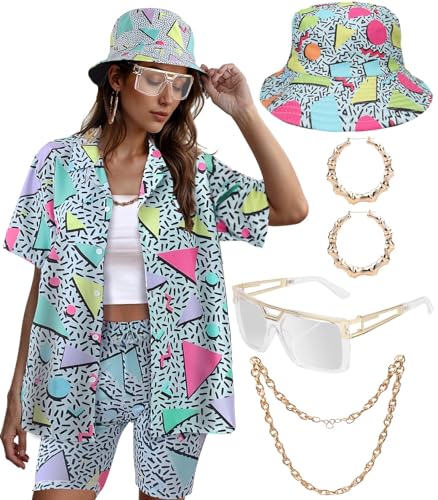 VillbeCoser 80er 90er Jahre Outfit für Damen Retro Themenparty Disco Outfit Hip Hop Knopfleiste Bluse Tops Casual Kurzarm Hawaii Vintage Hellblau M VillbeCoser 80er 90er Jahre Outfit für Damen Retro Themenparty Disco Outfit Hip Hop Knopfleiste Bluse Tops Casual Kurzarm Hawaii Vintage Hellblau M von VillbeCoser
