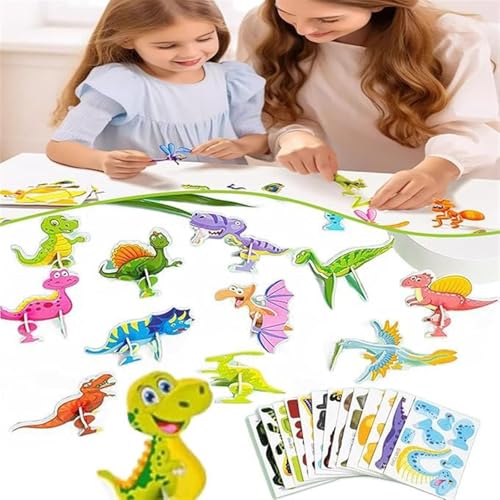 Flowarmth Pädagogisches 3D-Cartoon-Puzzle, Flowarmth-Puzzle, Pädagogisches 3D-Cartoon-Flowarmth-Puzzle for Kinder, DIY-Kunsthandwerk for Jungen und Mädchen(Dinosaurs-25pcs) von Vimlo