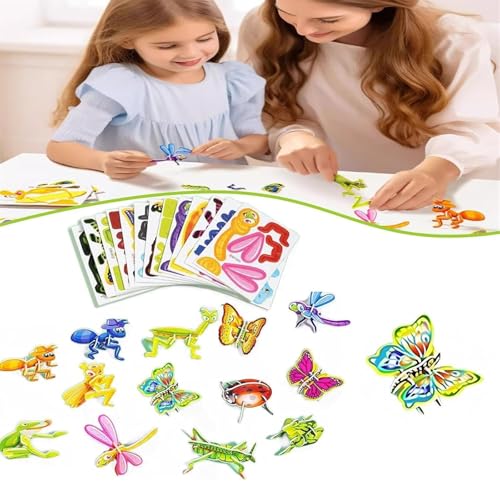 Flowarmth Pädagogisches 3D-Cartoon-Puzzle, Flowarmth-Puzzle, Pädagogisches 3D-Cartoon-Flowarmth-Puzzle for Kinder, DIY-Kunsthandwerk for Jungen und Mädchen(Insects-25pcs) von Vimlo