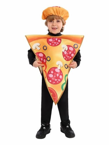 Vimlo Halloween Frühstück Essen Kostüm Kinder Junge Mädchen Lustige Pizza Overall Halloween Cosplay Party Schule Show Kleidung(Pizza,L) von Vimlo