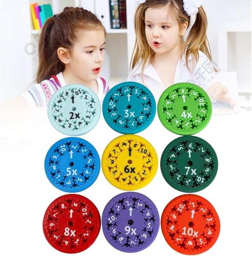 Vimlo Mathe-Fidget-Spinner, Mathe-Fakten-Fidget-Spinner, Mathe-Lern-Fidget-Spinner, lustiges Früherziehungsspielzeug for Kinder, Jungen, Mädchen, Schüler(9pcs-Multiply Divide) von Vimlo