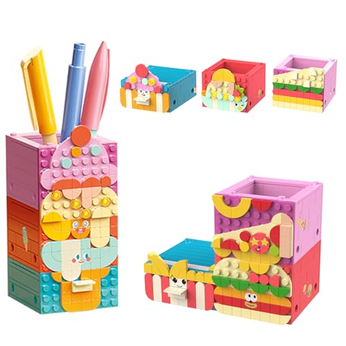 Vinbosion Bauklötze Set,3 in 1 Stifthalter Bauklötze Spielzeug,Kreative Bauklötze Modell Geschenk für Kinder und Erwachsene von Vinbosion