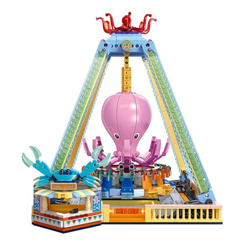Vinbosion Bauklötze Set,Oktopus-Schaukel Vergnügungspark Bauklötze Spielzeug,Blöcke Spielzeug Modell Geschenk für Kinder und Erwachsene (1189PCS) von Vinbosion