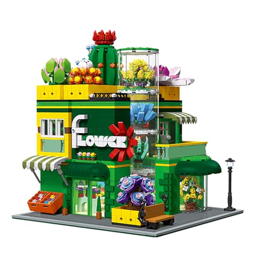 Vinbosion Blumenladen Bauklötze Set,Gartenhaus Bauklötze mit Straßenansicht,Gewächshaus Gebäude Spielzeug Geschenk für Kinder und Erwachsene(2647PCS) von Vinbosion