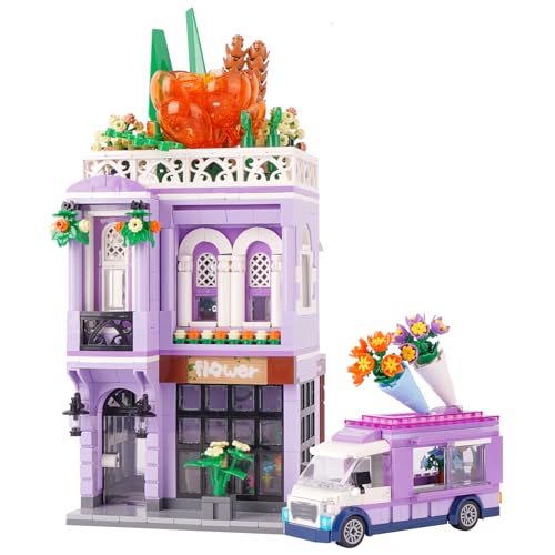 Vinbosion Building Blocks Set, Street View City Shop Building Toys, Mini Baukasten für Kinder und Erwachsene, Geschenk für Weihnachten, Geburtstag, Neujahr (Blumenladen) von Vinbosion