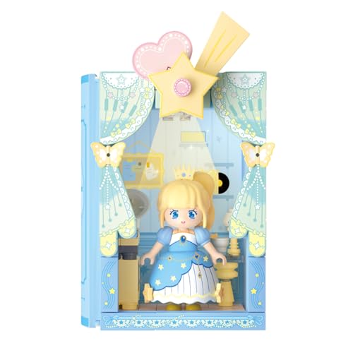 Vinbosion Prinzessin Magie Buch Bauklötze Set,Kreativ Bauspielzeug Modell,Geschenk für Geburtstag,Weihnachten,Neujahr (Blau) von Vinbosion