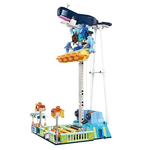 Vinbosion Vergnügungspark Bauklötze Set,Schwarzer Hai Drop Tower Bauklötze Spielzeug,Baukastenmodell für Kinder und Erwachsene (764PCS) von Vinbosion