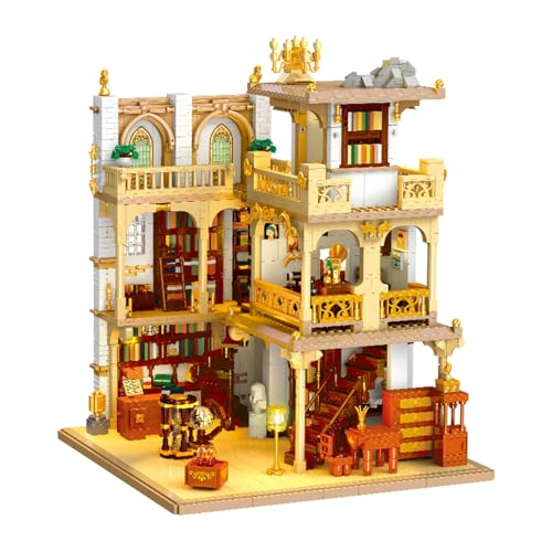 Vinbosion Weinlese Buchhandlung Bauklötze Set,Dreistöckiges Haus Blocks Modell mit Buch-Ecke,Spielzeug Geschenk für Kinder und Erwachsene(3028PCS) von Vinbosion