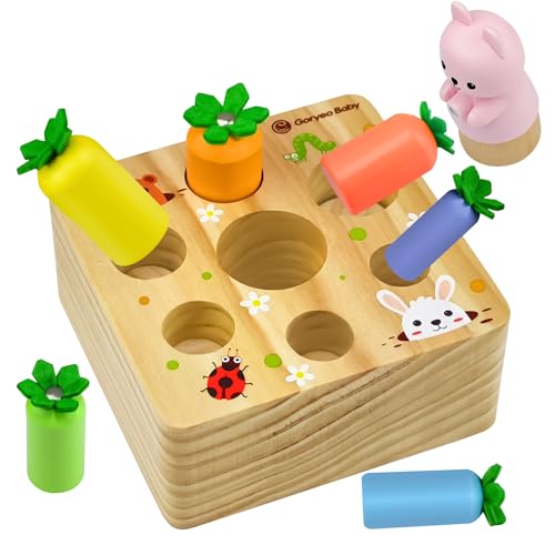 Holzspielzeug ab 1 Jahr, Montessori Spielzeug 2 3 Jahre, Sortierspiel Holzpuzzle Karottenernte für 12 Monate, Motorikspielzeug fördert Feinmotorik Baby ab 1, Lernspielzeug Geschenke für Kinde Holzspielzeug ab 1 Jahr, Montessori Spielzeug 2 3 Jahre, Sortierspiel Holzpuzzle Karottenernte für 12 Monate, Motorikspielzeug fördert Feinmotorik Baby ab 1, Lernspielzeug Geschenke für Kinde von VingaHouse