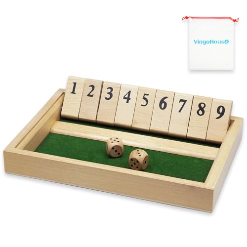 Shut The Box Spiel 2-Spieler, Holz Brettspiel Holz Mathematik Traditional Pub Board Würfelspiel Reisen Great Family Brettspiele Urlaub Unterhaltsames Mathespiele Spiel für Kinder und Erwachsene von VingaHouse