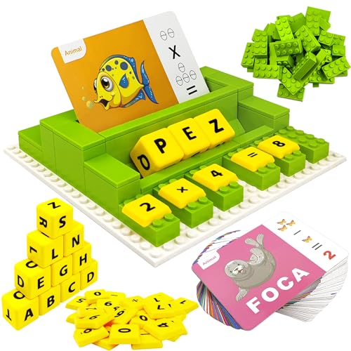 Spanisch Buchstaben Lernen Spiele, Montessori Spielzeug 3 4 5 Jahre Rechtschreibspiel mit 64 Umfassendes Lernwissen Flash-Karten Puzzle Lernspielzeug Vorschule Spiele Geschenk für Mädchen Jungen von VingaHouse