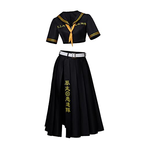 Anime Tokyo Revengers Cosplay Kostüm Frauen JK Schule Student Uniform Schwarz Rock Anzug Halloween Outfit von VintageCos