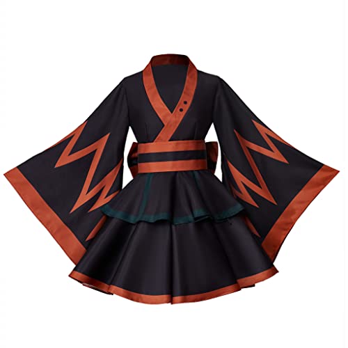 VintageCos Anime Hero Kimono Kleid Outfit Midoriya Izuku Kostüm Katsuki Cosplay Froppy Kostüm für Frauen, Schwarz, XL VintageCos Anime Hero Kimono Kleid Outfit Midoriya Izuku Kostüm Katsuki Cosplay Froppy Kostüm für Frauen, Schwarz, XL von VintageCos