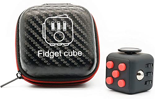 VintageⅢ Anti Stress Würfel [wie Fidget Cube] Fidget DICE 6 Sides Fidget Toys Cube Relieves Stress and Anxiety Cube mit 6 Seiten und Funktionen gegen Stress for Children and Adults (Black & Red) von VintageⅢ