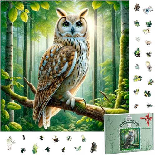 Eule Puzzle Wooden Puzzle Wood Holz Tiere Holzbausatz Personalisiert Tierpuzzle für Erwachsene Familie Kinder ab 6 Jahre Weihnachten Ostern Geburtstag Geschenk-30 * 30cm von Vintoney