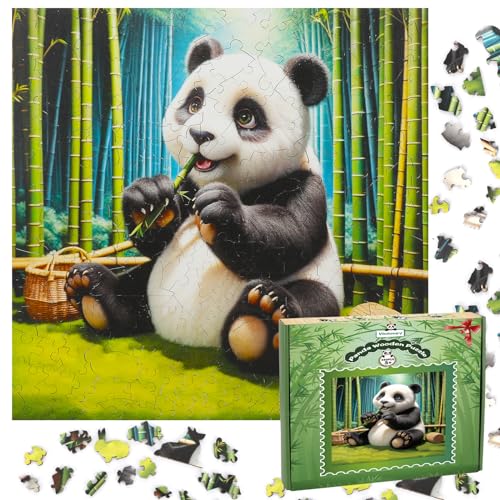 Panda Holzpuzzle, Vintoney 240PCS Wooden Puzzle Wood Holz Tiere Holzbausatz Personalisiert Tierpuzzle für Erwachsene Familie Kinder ab 6 Jahre Weihnachten Ostern Geburtstag Geschenk-30 * 30cm von Vintoney