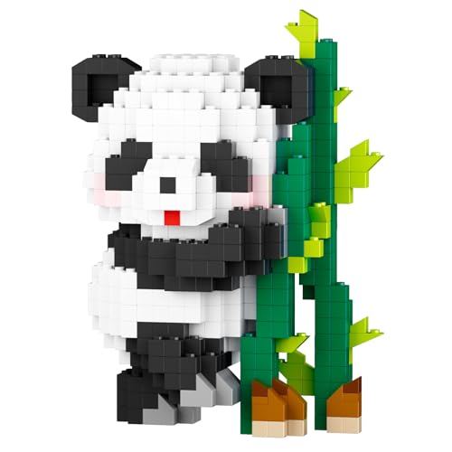 Vintoney Panda Mini Bausteine Panda Klemmbausteine Building Block Sets Panda Bausteine Spielzeug Bricks Mini Bausteine Tiere Figuren Klemmbausteine 1350 Stücke Baustein für Erwachsene, Kinder ab 9-E von Vintoney