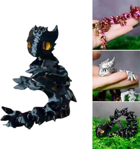 3D Printed Tiny Cute Dragon,3D Printed Dragon Articulated Crystal Dragon,Dragon Fidget Toy,3D Printed Dragon Full Articulated Crystal Dragon Fidget Toy for Home Office Décor (Black) von Vinxan