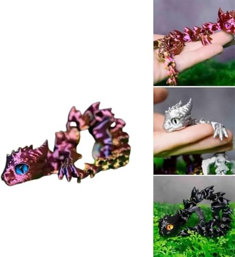 3D Printed Tiny Cute Dragon,3D Printed Dragon Articulated Crystal Dragon,Dragon Fidget Toy,3D Printed Dragon Full Articulated Crystal Dragon Fidget Toy for Home Office Décor (Purple) von Vinxan