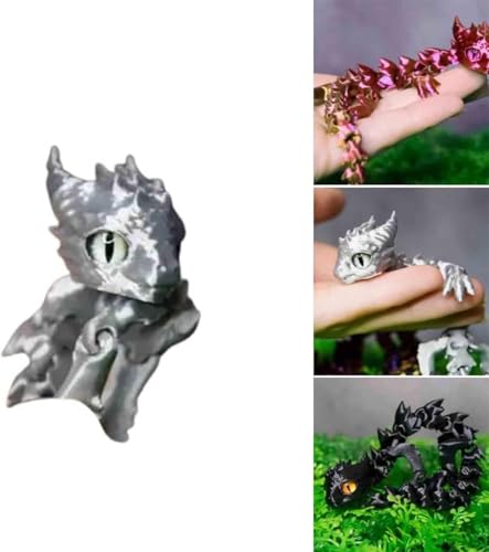 3D Printed Tiny Cute Dragon,3D Printed Dragon Articulated Crystal Dragon,Dragon Fidget Toy,3D Printed Dragon Full Articulated Crystal Dragon Fidget Toy for Home Office Décor (Siliver) von Vinxan