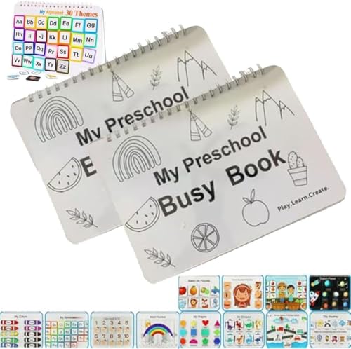 My Preschool Busy Book,Busy Book Preschool Learning Activities,Toddler Busy Book for Kids,Education Workbook Activity Binder Learning Toy,Autism Sensory Educational Toys for Toddler Activities (2 Set) von Vinxan