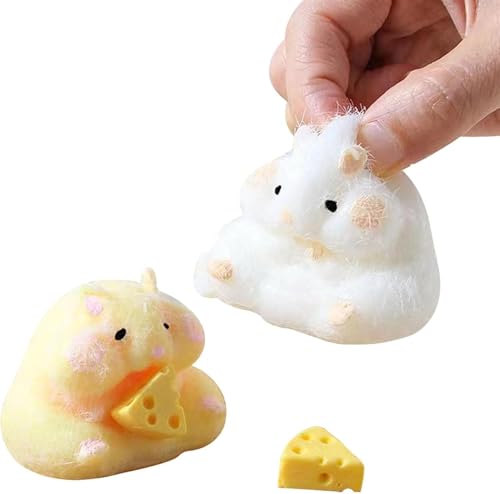 2Pcs Cartoon Hamster Squeeze Spielzeug, umweltfreundliche Silikon Stress Relief Spielzeug, weiche Gadgets, sensorische Spielzeug, Geschenke für Kinder über 6 Jahre alt (Hamster) von Viojrlly