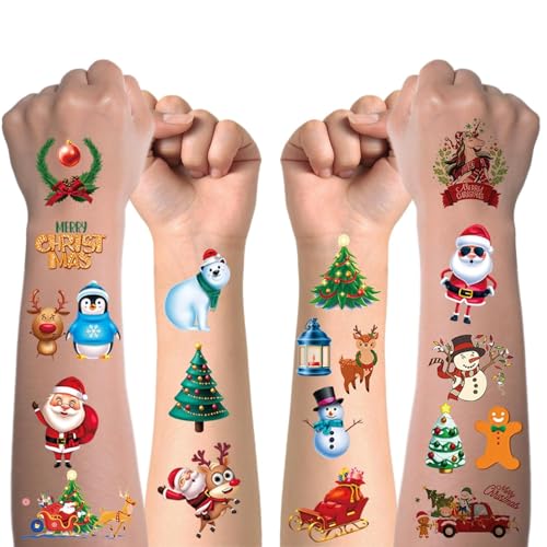 Kinder Weihnachten Tattoos, Jungen Mädchen Temporäre Tattoo Aufkleber, Weihnachten Strumpf Fillers Party Giveaways Kinder Geburtstag Geschenk Taschen Spiele Urlaub Zubehör Dekorationen von Viojrlly