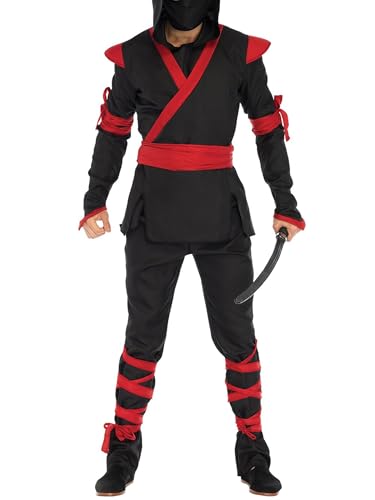 Viqwqii Assassinenkostüm-Sets für Herren, langärmeliges Hemd und Hose mit Gürtel, Halloween-Killer-Cosplay-Outfits (Standard, L, Schwarz) von Viqwqii