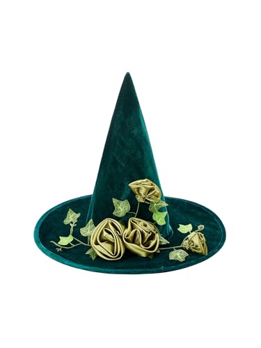 Viqwqii Damen Halloween Blume Dekor Hexenhüte Halloween Party Kostüm Zubehör Kopfbedeckung (Grün, Einheitsgröße) von Viqwqii