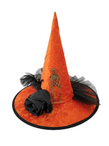 Viqwqii Damen Halloween Blume Dekor Hexenhüte Halloween Party Kostüm Zubehör Kopfbedeckung (Orange, Einheitsgröße) von Viqwqii