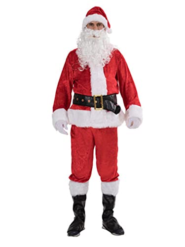 Viqwqii Erwachsene Weihnachten Weihnachtsmann Kostüm Anzug Verkleidung Cosplay Party Outfit (Rot, L) von Viqwqii