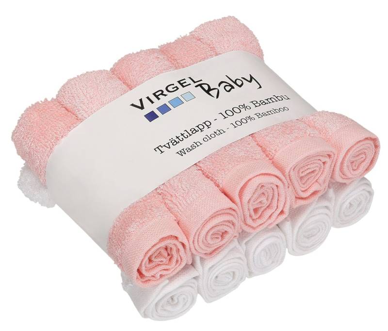 Virgel Waschlappen Bambus 10er-Pack, Rosa/Weiß von Virgel