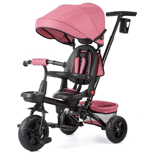 Virimolo Dreirad Ab 9 Monate, Kinderdreirad 6 in 1 Mit Schubstange, Kleinkinder-Dreirad Mit Ausklappbarem Sonnenschutz, Kinderdreirad Lauflernhilfe Mit Umkehrbarem Sitz, Sicherheitsgurt Virimolo Dreirad Ab 9 Monate, Kinderdreirad 6 in 1 Mit Schubstange, Kleinkinder-Dreirad Mit Ausklappbarem Sonnenschutz, Kinderdreirad Lauflernhilfe Mit Umkehrbarem Sitz, Sicherheitsgurt von Virimolo