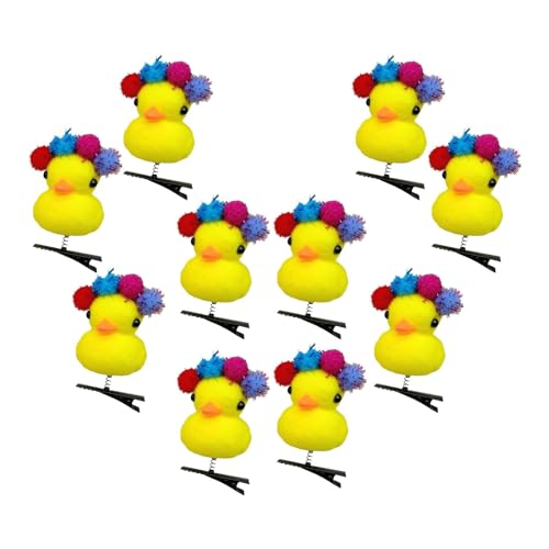 10 Cartoon Duck Plush Hairpin | Little Yellow Duck Hairpin,Soft Yellow Duck Hair Pins,Duck Hair Clips,Funny Plush Yellow Duck Hair Barrettes for Thick Thin Short Long Hair Unique von Virtcooy